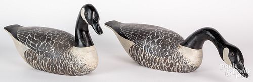 Two carved and painted Canada goose decoys, 20th c