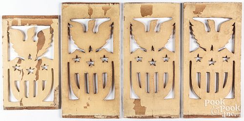 Four patriotic cutout eagle panels, ca. 1900, with