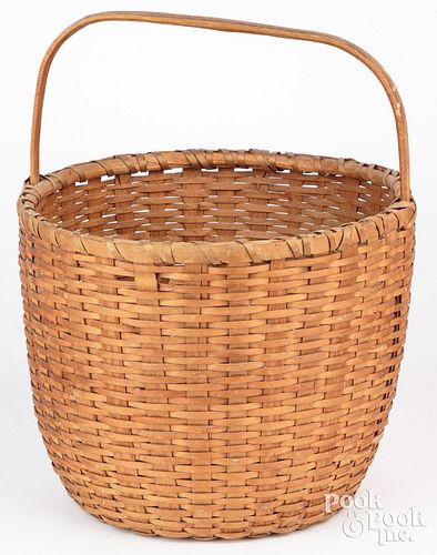 Splint gathering basket, 19th c., 15 1/4" h., 12 1