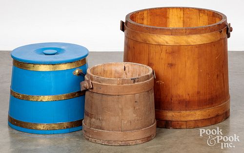 Three firkins, 19th c., to include one with a late
