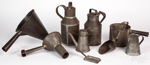 Group of early tinware, 19th c., attributed to the