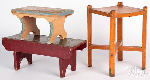 Two painted footstools, early to mid 20th c., toge