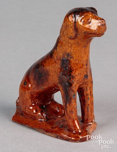 Pennsylvania redware dog, mid 19th c., with mangan