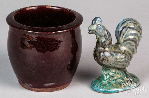 Two pieces of Pennsylvania redware, to include a s