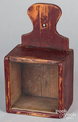 Painted pine hanging watch hutch, 19th c., with gl