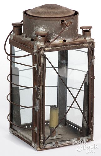 Early tin candle lantern, 19th c., 13" h.