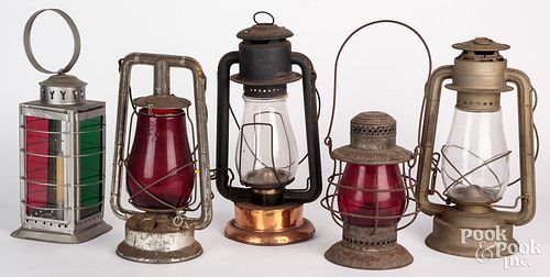 Five lanterns, 19th and 20th c., to include Pritch