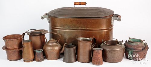 Large group of copper items, 19th and 20th c., to