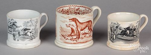 Three transferware children's mugs, 19th c.