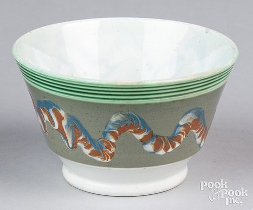 Mocha bowl, 19th c., with earthworm decoration