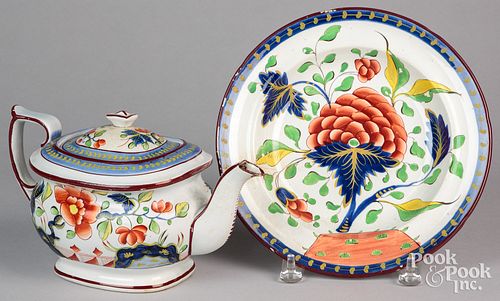 Two pieces of Gaudy Dutch porcelain, 19th c.