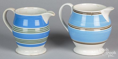 Two mocha pitchers, 19th c.