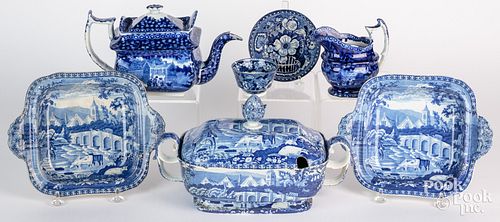Group of Historic blue Staffordshire, 19th c.