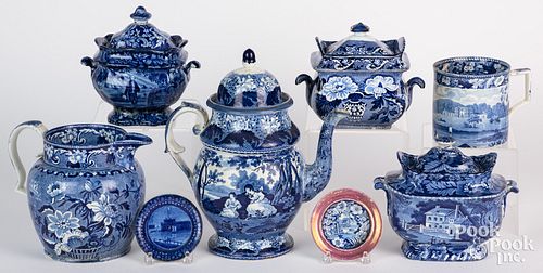 Group of Historic blue Staffordshire, 19th c.