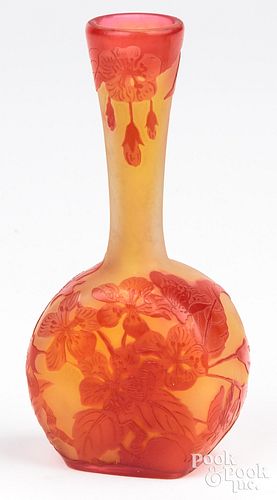 Small French Galle cameo glass vase, 5 1/2" h.