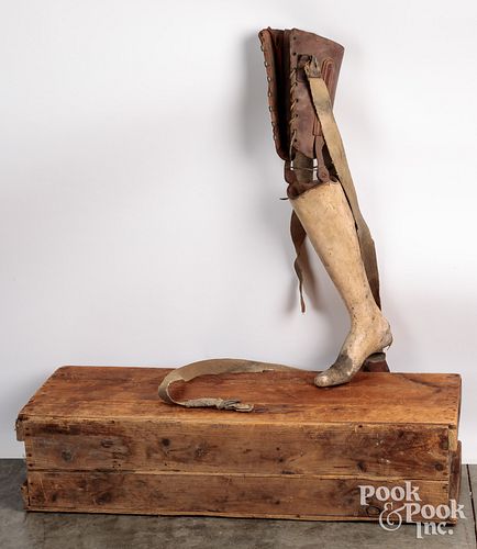 Composition, leather and iron prosthetic leg