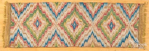 Flame stitch fabric panel on burlap, 19th c.