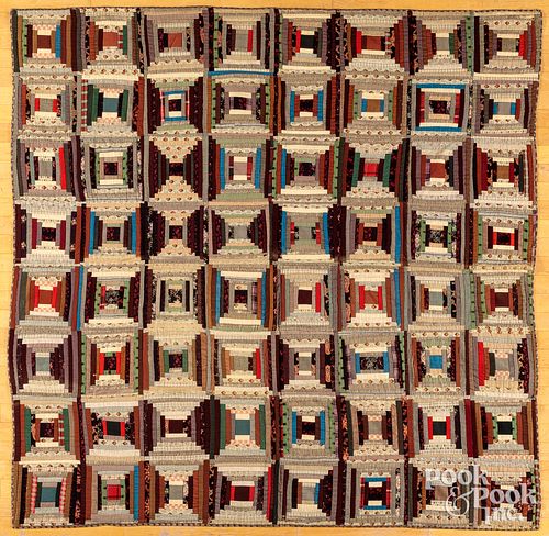 Chester County patchwork log cabin quilt, 19th c.