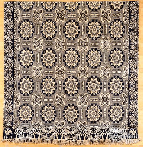 Indiana Jacquard coverlet, dated 1847