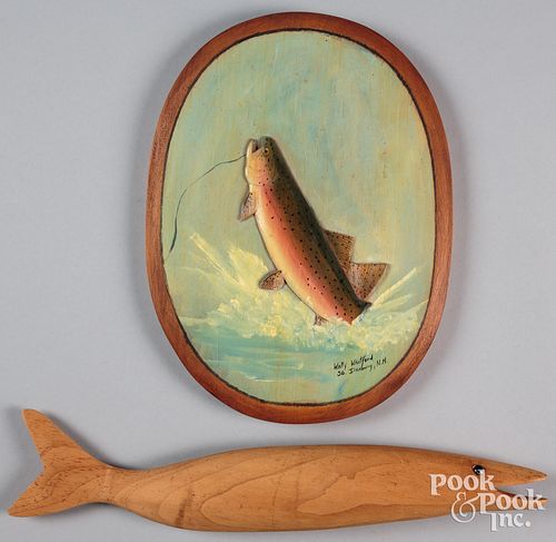 Wally Whitford leaping trout wall plaque, etc.