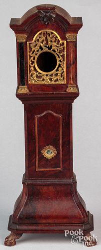 Miniature bombe tall case clock watch hutch