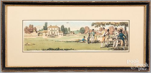 English lithograph of a game of quoits, 19th c.