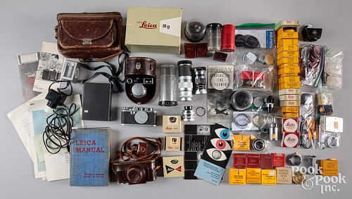 Group of Leica and other vintage camera equipment