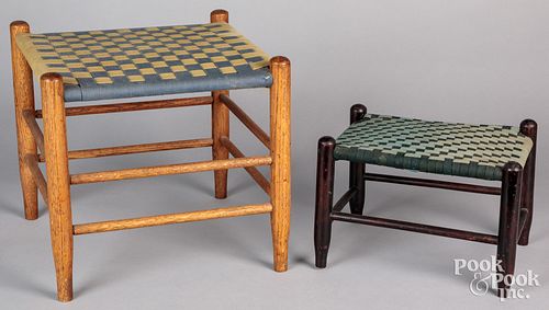 Two Shaker fabric tape weave stools