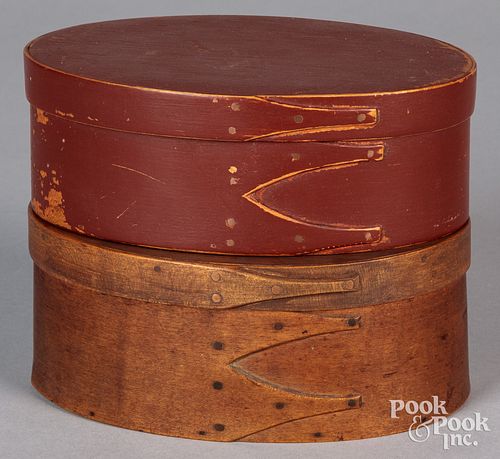 Two shaker bentwood pantry boxes, 19th c.