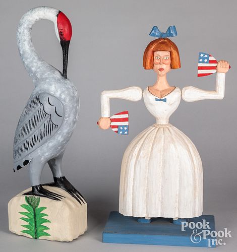 Two contemporary folk art carvings