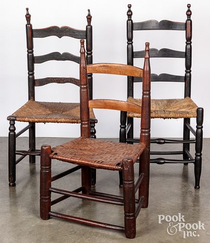 Three country chairs, 19th c.