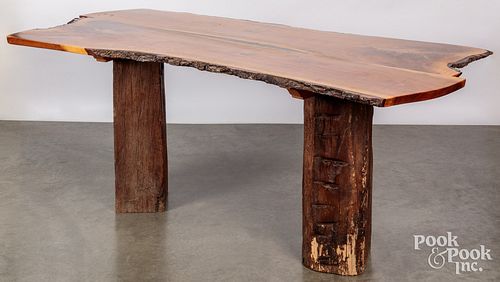 Live edge walnut plank table