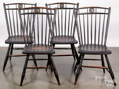 Set of four Pennsylvania butterfly Windsor chairs