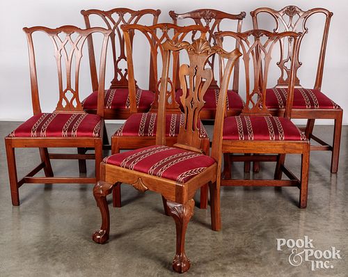 Seven Pennsylvania Chippendale dining chairs