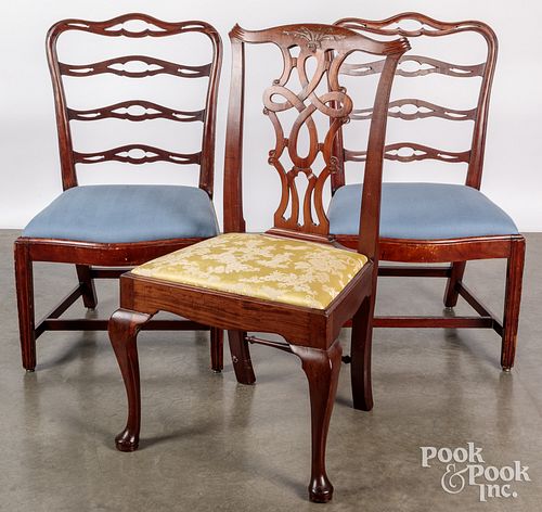 Three Chippendale chairs, 19th c.