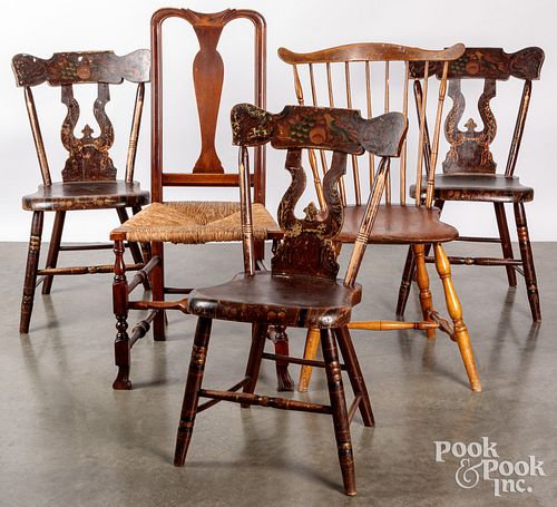 Five country chairs, 18th and 19th c.