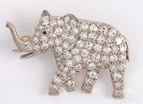 Platinum and diamond elephant pin
