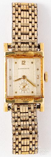 Longines 14K gold case wristwatch.