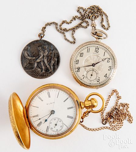 Elgin pocket watch, and a Hamilton watch
