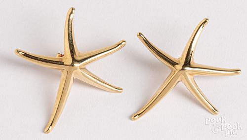Pair of Tiffany & Co. 18K gold starfish earrings