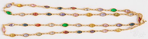 14K gold and gemstone necklace, 5.2 dwt.