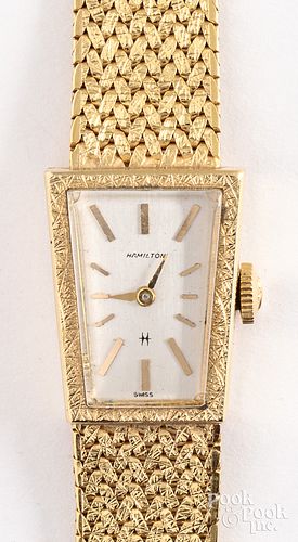 Hamilton 14K gold ladies wristwatch, 20.6 dwt.