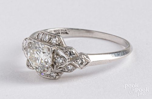 Platinum and diamond ring, size - 6 1/2, 1.7 dwt.