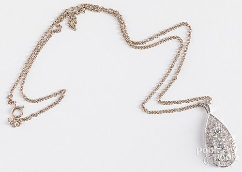 14K white gold necklace with diamond pendant