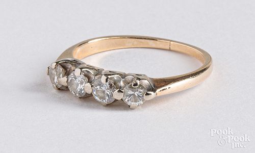 14K gold and diamond ring, size - 5 1/2, 1.5 dwt.