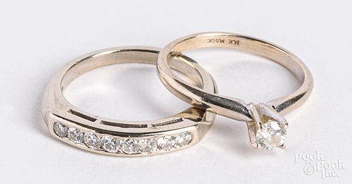 Two 14K gold and diamond rings, 3.8 dwt.