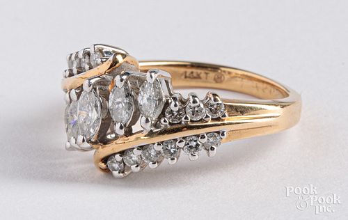 14K gold and diamond ring, 3.3 dwt., size - 6 1/2.