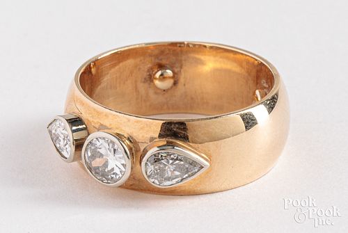 14K gold and diamond ring, 8 dwt., size - 10.