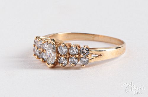 14K gold and diamond ring, 2.3 dwt., size - 9.