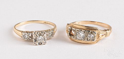 Two 14K gold and diamond rings, 3.2 dwt.